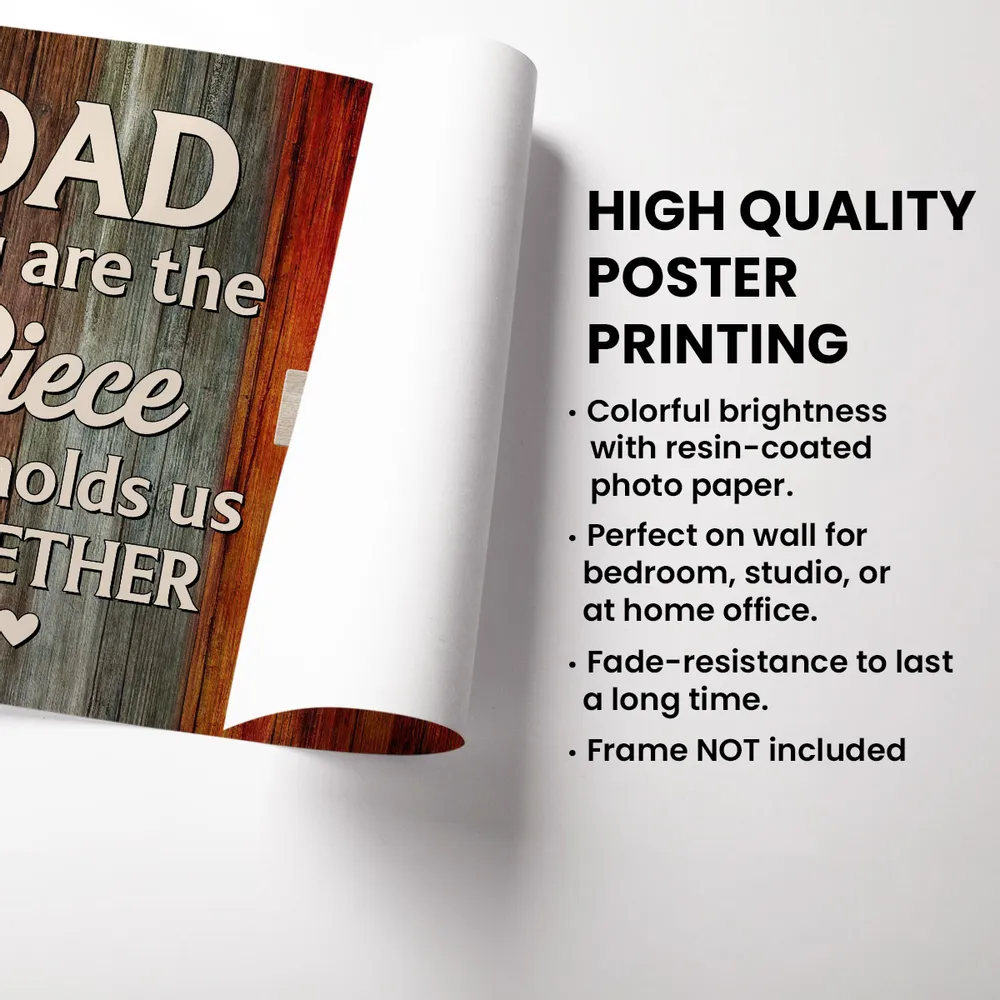 Dad You Are The Piece That Holds Us Together Crossword Puzzle Art Rustic Personalized Poster| Heartfelt Father's Day Gift For Dad