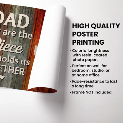 Dad You Are The Piece That Holds Us Together Crossword Puzzle Art Rustic Personalized Poster| Heartfelt Father's Day Gift For Dad