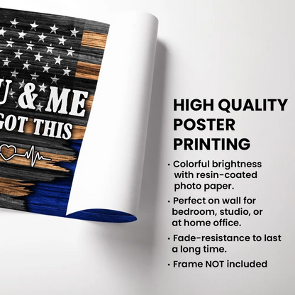 Hero Couple Nation Flag Gift by Occupation For Her, For Him - Personalized Poster