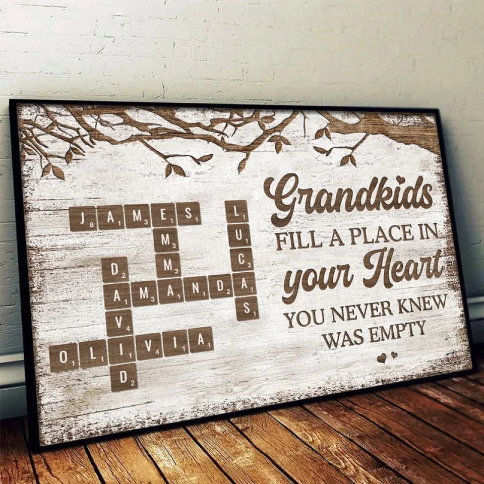 Grandchildren Make Life More Grand - Family Personalized Custom Horizontal Poster - Gift For Grandma, Grandpa, Grandkid