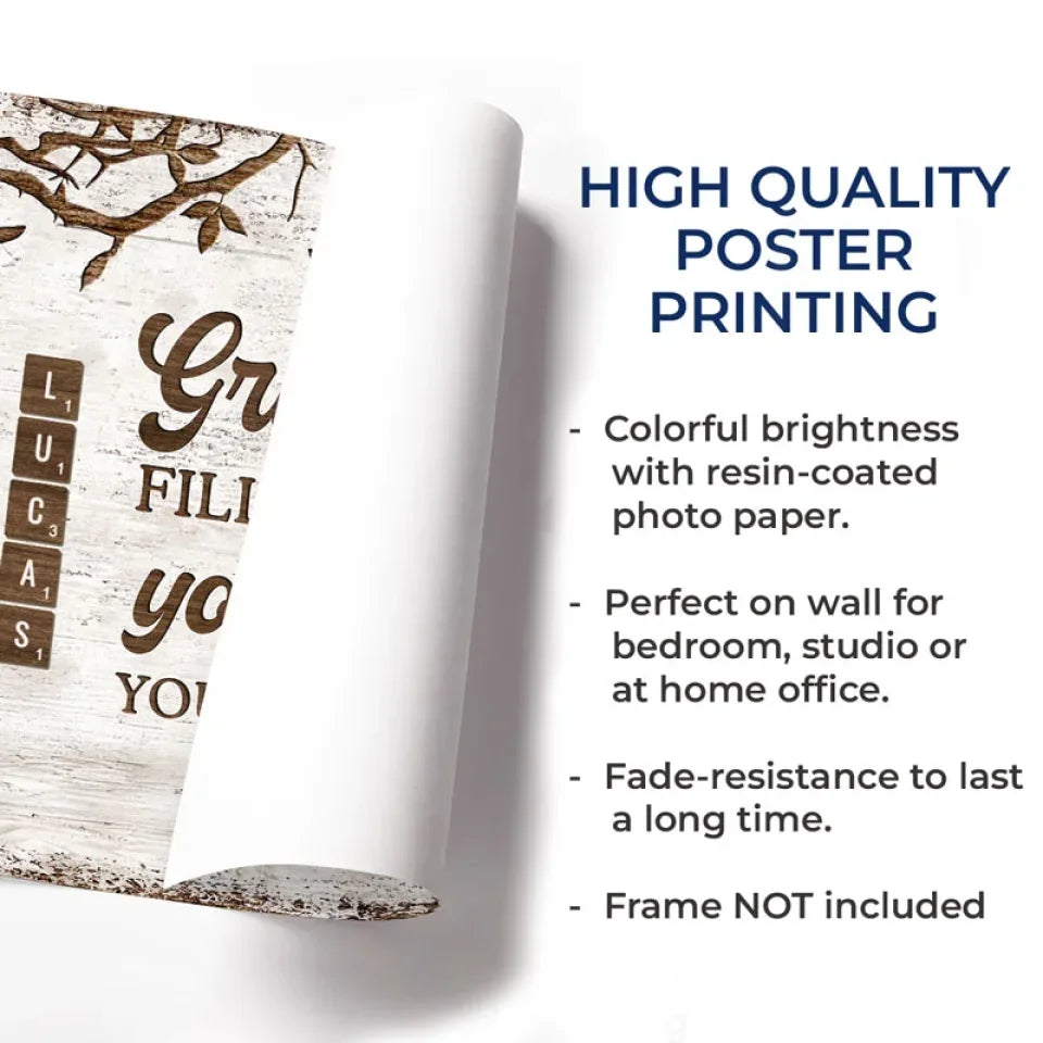 Grandchildren Make Life More Grand - Family Personalized Custom Horizontal Poster - Gift For Grandma, Grandpa, Grandkid