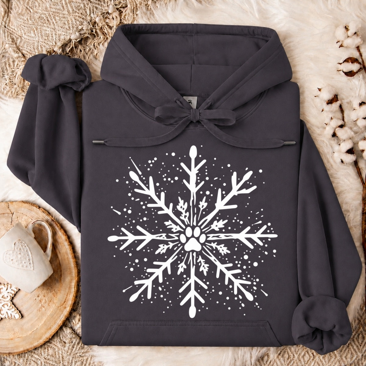 Paw Print Snowflake Christmas Oversized Hoodie