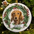 Individuelles Foto von niedlichem Haustiergesicht - Weihnachtsgeschenk für Tierliebhaber, Tiergedenken - Personalisierter runder Keramikschmuck