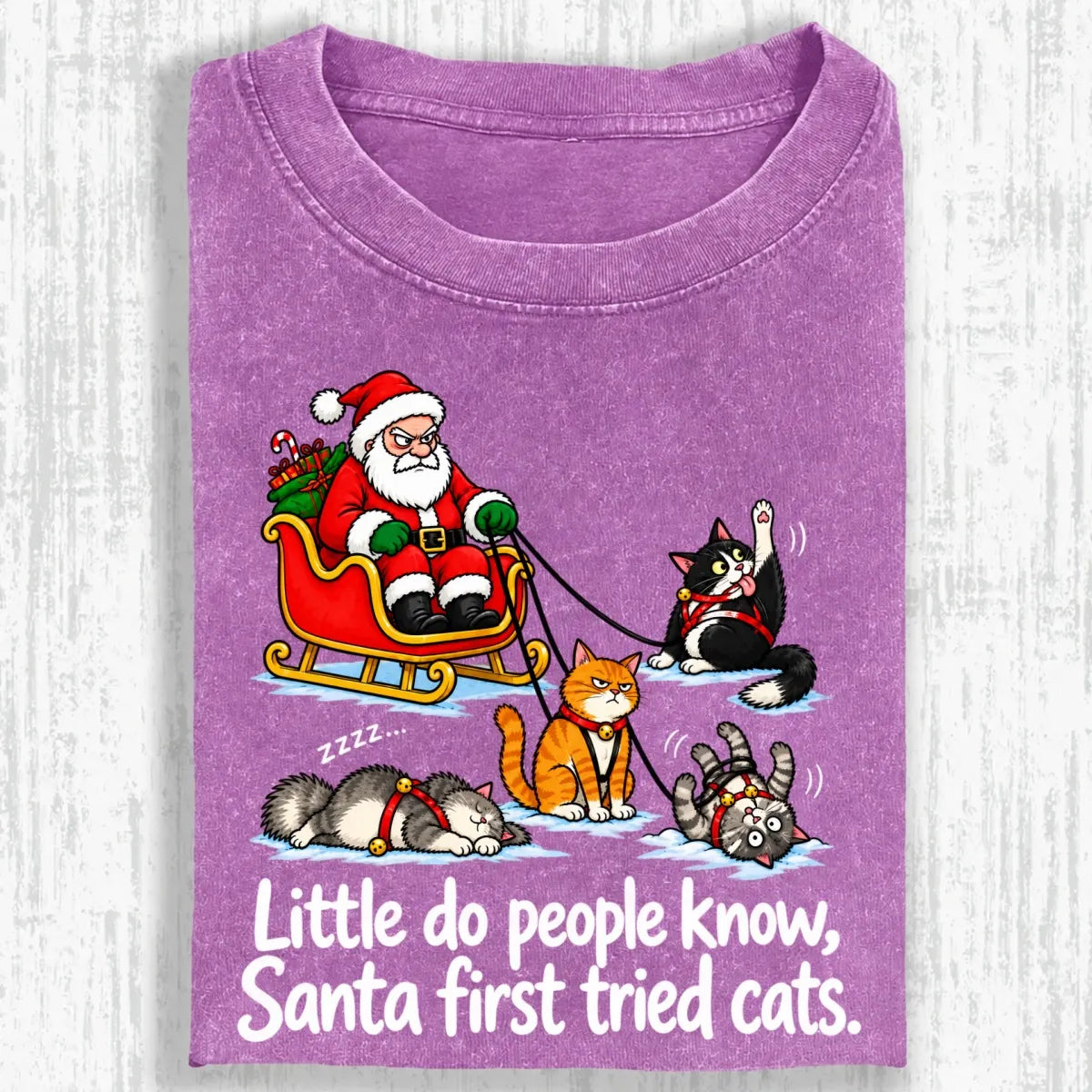 Little Do People Know Santa First Tried Cats Funny Christmas Shirt