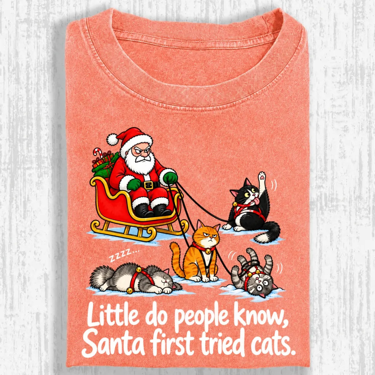 Little Do People Know Santa First Tried Cats Funny Christmas Shirt
