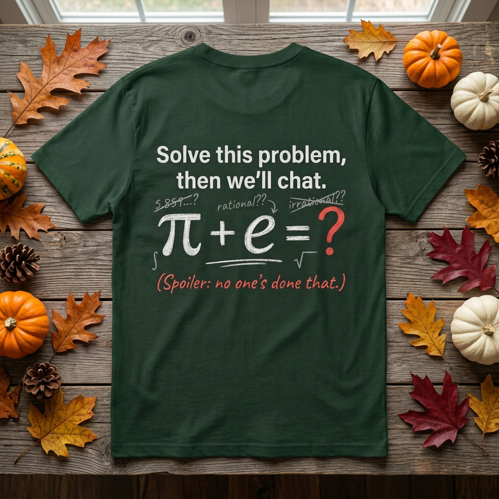 Résolvez ce problème et nous discuterons : t-shirt mathématique amusant π + e – T-shirt geek Pi, cadeau pour professeur de maths, ingénieur et passionné de sciences