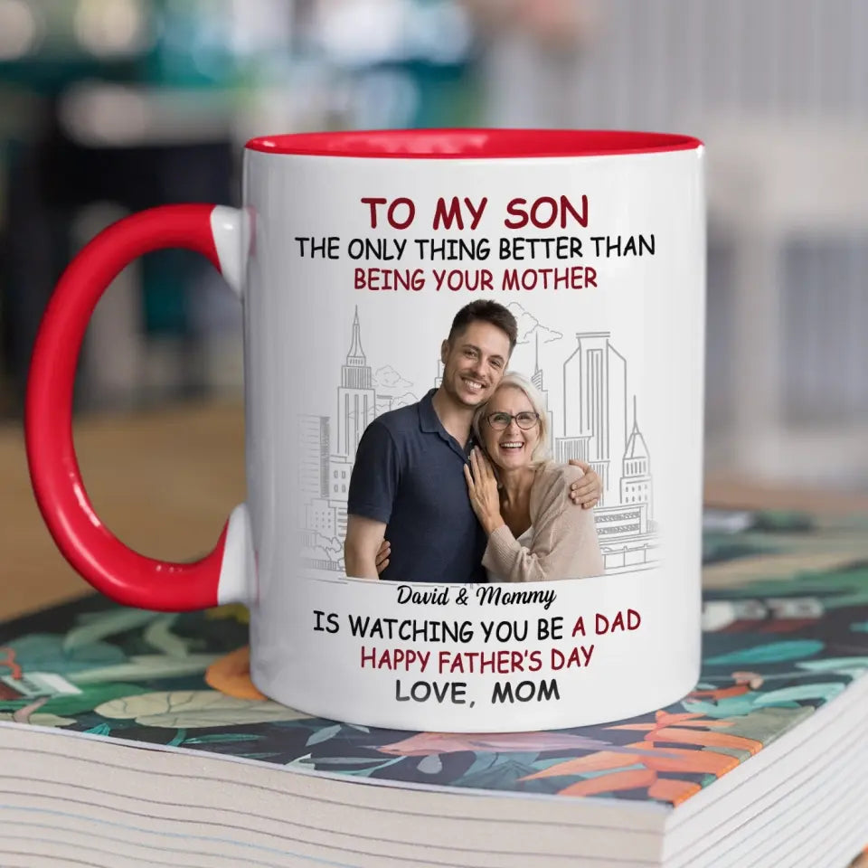 Custom Photo My Son Is My Pride And Joy - Family Personalized Custom Accent Mug