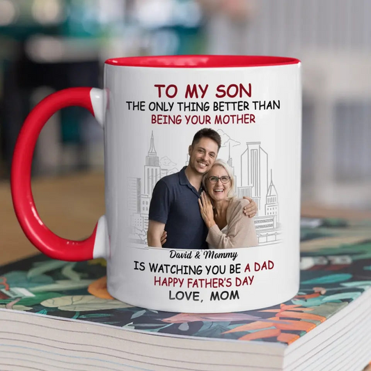 Custom Photo My Son Is My Pride And Joy - Family Personalized Custom Accent Mug