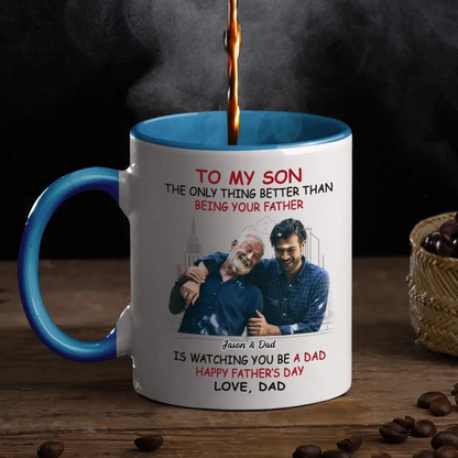 Custom Photo My Son Is My Pride And Joy - Family Personalized Custom Accent Mug
