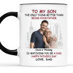 Benutzerdefinierte Fototasse „Mein Sohn ist mein ganzer Stolz“ – Personalisierte Familien-Tasse – Vatertag, Geschenk für den Sohn