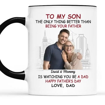 Custom Photo My Son Is My Pride And Joy - Family Personalized Custom Accent Mug - Father's Day, Gift For Son