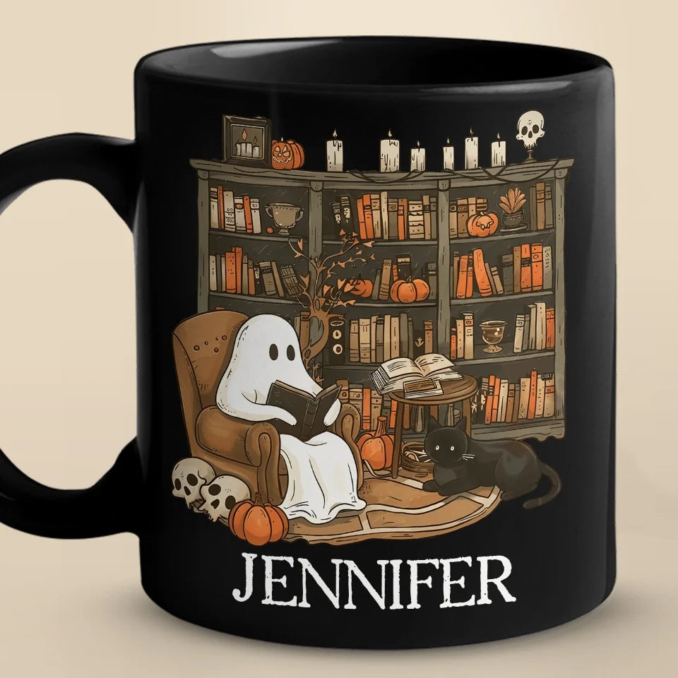I Ain't Afraid Of No Ghost - Family Personalized Custom Black Mug - Halloween Gift For Family Members