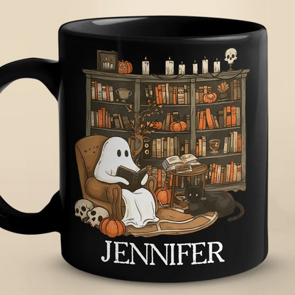 I Ain't Afraid Of No Ghost - Family Personalized Custom Black Mug - Halloween Gift For Family Members