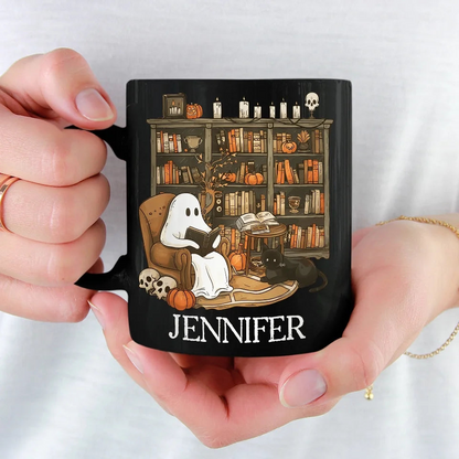 I Ain't Afraid Of No Ghost - Family Personalized Custom Black Mug - Halloween Gift For Family Members