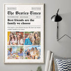 Poster vertical personnalisé « The Besties Times » – Cadeau pour meilleures amies, BFF, sœurs