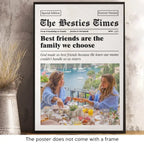 Poster vertical personnalisé « The Besties Times » – Cadeau pour meilleures amies, BFF, sœurs
