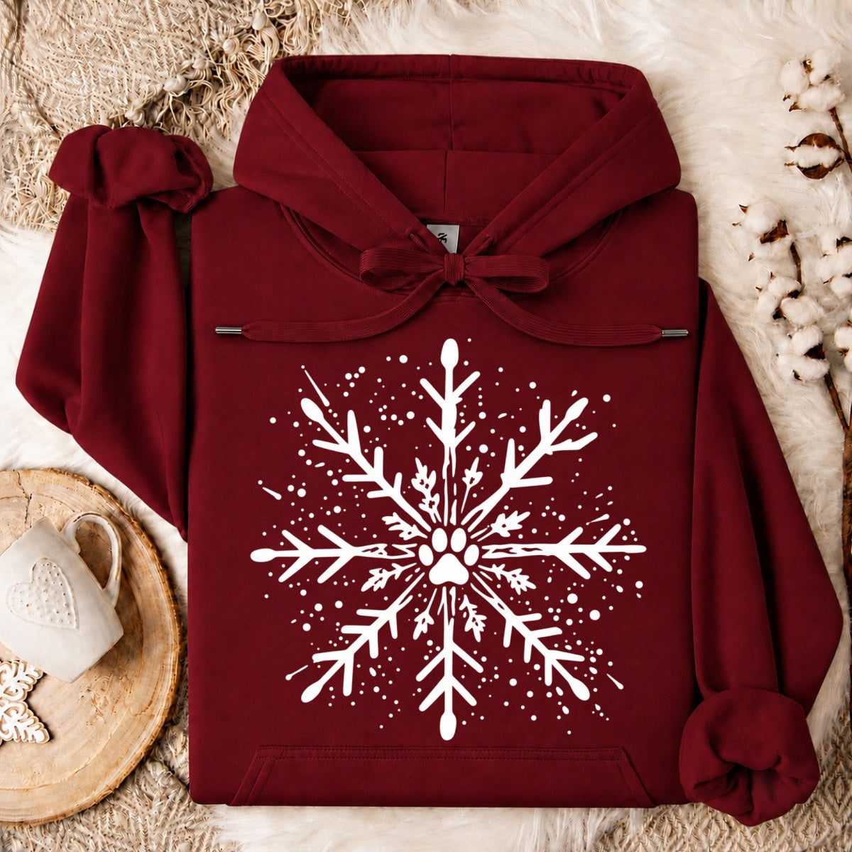 Paw Print Snowflake Christmas Oversized Hoodie