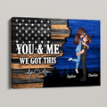 Affiche personnalisée : Cadeau couple de héros avec drapeau national par profession, pour elle, pour lui