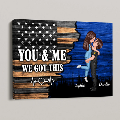 Hero Couple Nation Flag Gift by Occupation For Her, For Him - Personalized Poster