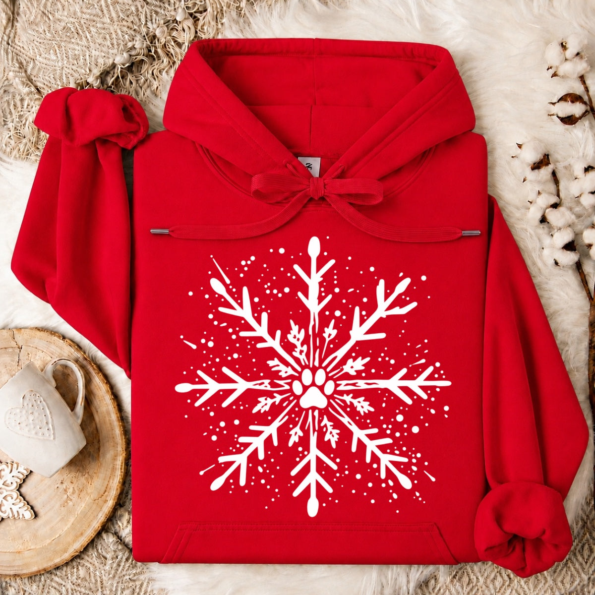 Paw Print Snowflake Christmas Oversized Hoodie