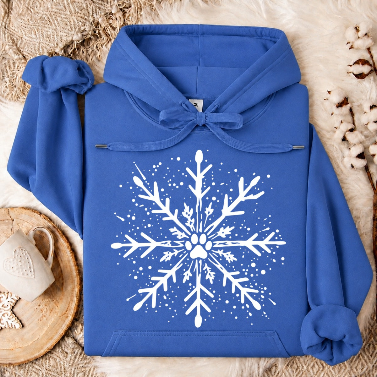 Paw Print Snowflake Christmas Oversized Hoodie
