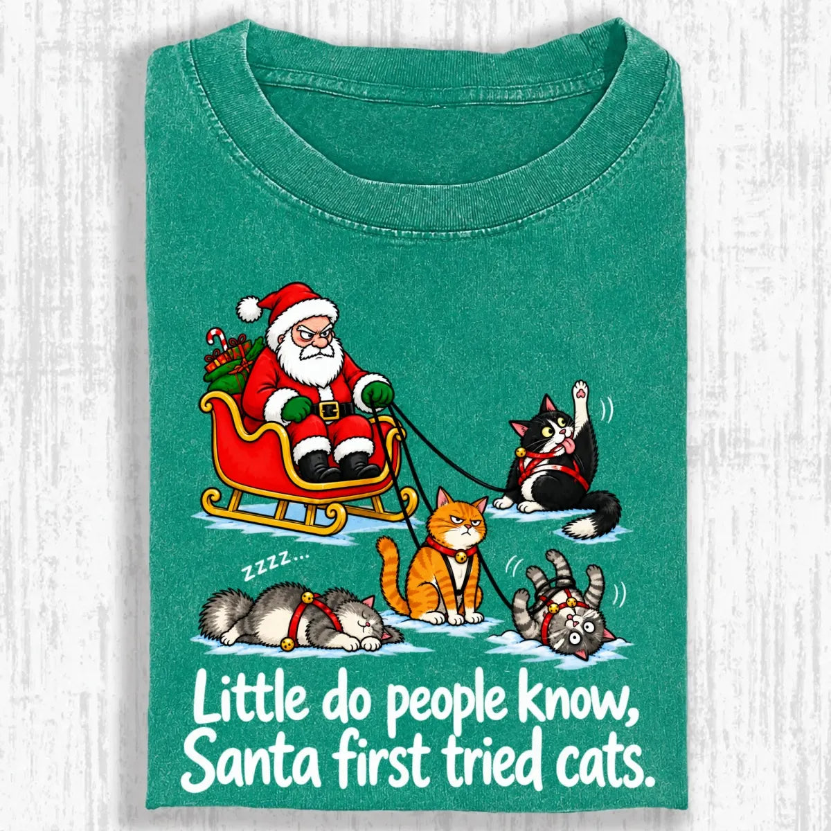 Little Do People Know Santa First Tried Cats Funny Christmas Shirt