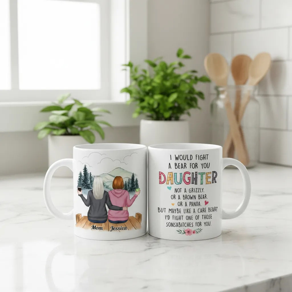 I Would Fight A Bear For You Daughter - Personalized Mug