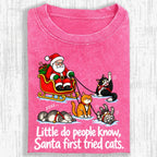 Little Do People Know Santa First Tried Cats Funny Christmas Shirt