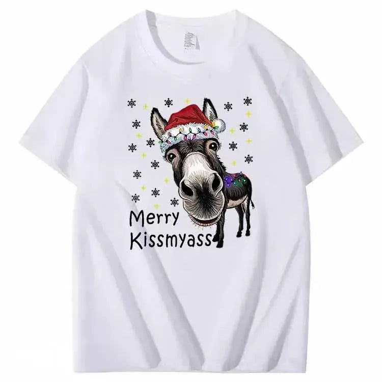 Funny Donkey Merry Kissmyass Christmas Shirt
