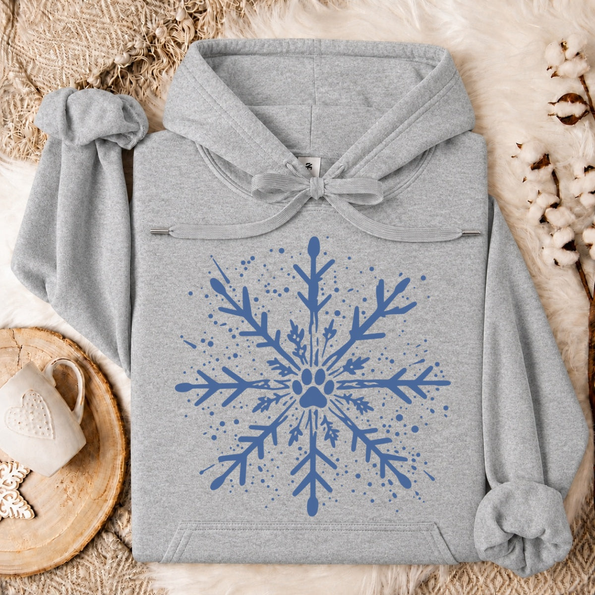 Paw Print Snowflake Christmas Oversized Hoodie