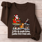 Little Do People Know Santa First Tried Cats Funny Christmas Shirt