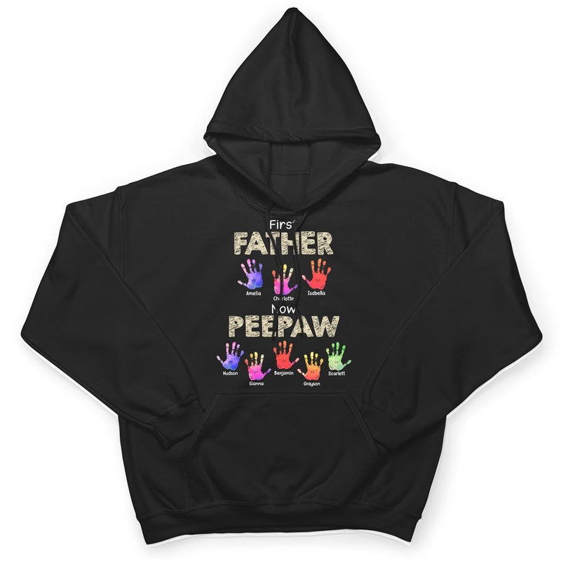 First Dad Now Grandpa Handprints - Personalized T Shirt