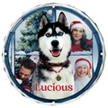 Personalisiertes rundes Acryl-Ornament mit Foto Ihres Haustiers – „Purry And Bright“