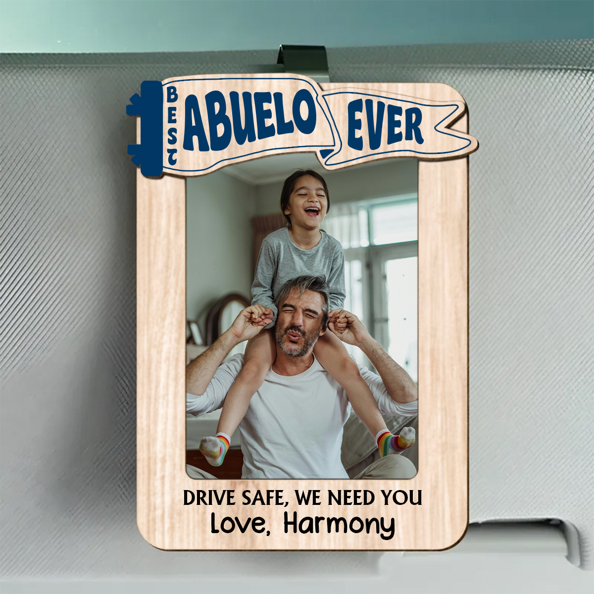 Best Dad Ever, Personalized Picture Frame, Custom Photo Car Visor Clip