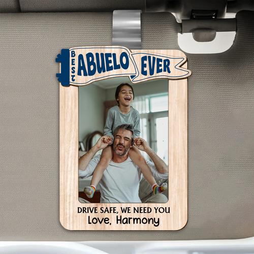 Best Dad Ever, Personalized Picture Frame, Custom Photo Car Visor Clip