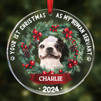 Custom Photo Dog Cat Your First Christmas As My Pawrents - Personalized Circle Acrylic Ornament