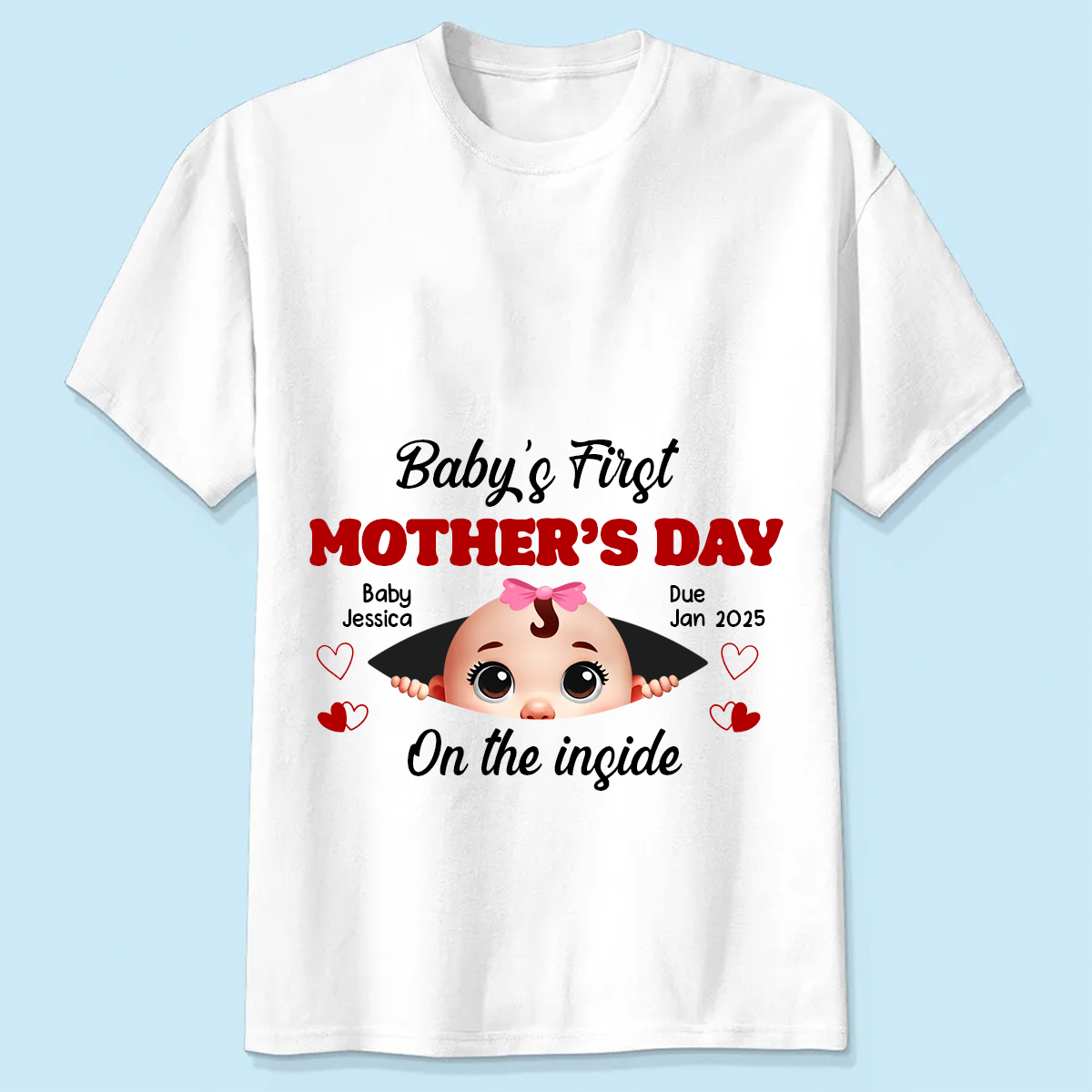 Baby First Mother's Day On The Inside Personalized Shirt, Custom Pregnancy Reveal Shirt, Mother's Day Gift For Expecting Moms