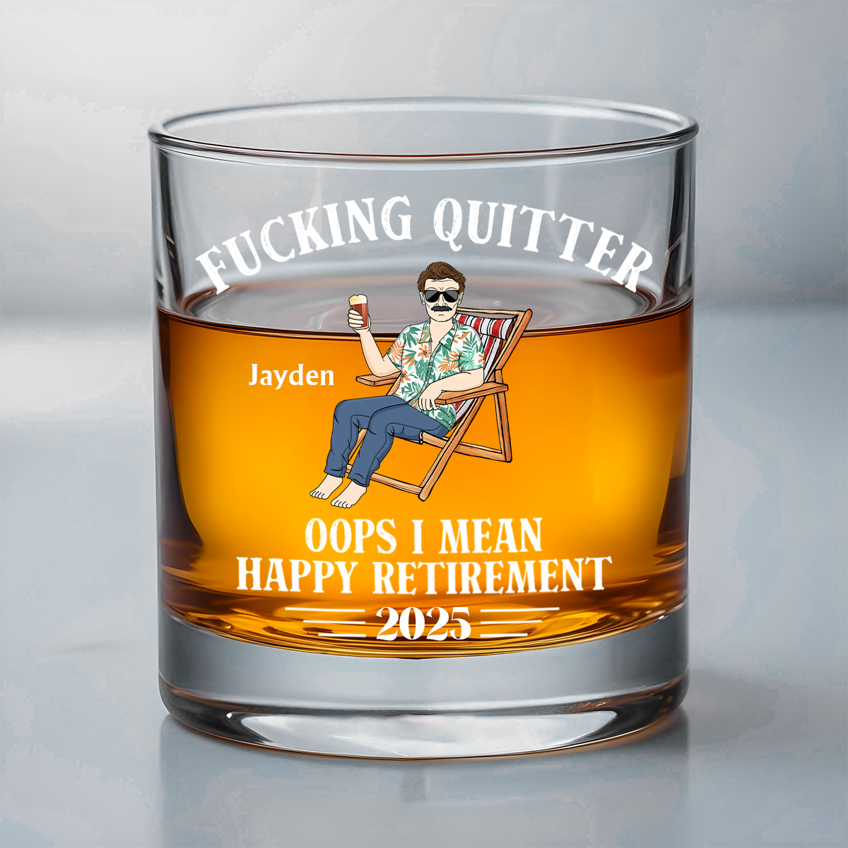 Oops I Mean Happy Retirement - Personalized Whiskey Glass