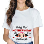 Baby First Mother's Day On The Inside Personalized Shirt, Custom Pregnancy Reveal Shirt, Mother's Day Gift For Expecting Moms