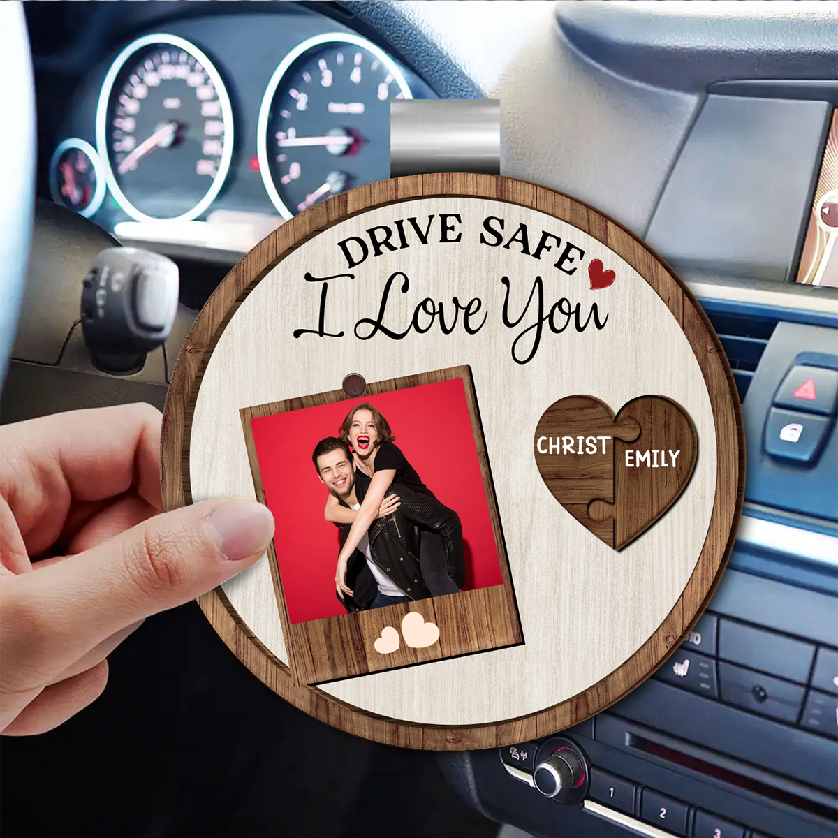 Custom Photo Drive Safe I Love You Couples - Personalized Custom Shaped Car Visor Clip