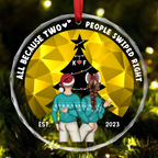 Two People Swiped Right - Personalized Circle Acrylic Ornament