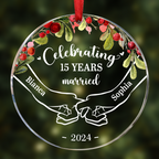 Happy Anniversary Celebrating Married - Personalized Circle Acrylic Ornament