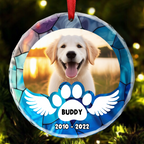Custom Photo In Loving Memory Pet Wings - Personalized Circle Ornament