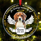 Custom Photo Our First Christmas Without You Pet Memorial - Personalized Acrylic Ornament