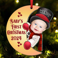 Individuelles Foto-Weihnachts-Weihnachtsmann-Baby - Personalisierter Acryl-Ausschnitt-Weihnachtsbaumschmuck