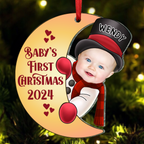 Individuelles Foto-Weihnachts-Weihnachtsmann-Baby - Personalisierter Acryl-Ausschnitt-Weihnachtsbaumschmuck