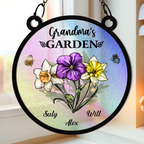 Holographie Jardin de Grand-mère Fleur de Naissance - Attrape-soleil décoratif personnalisé à suspendre aux fenêtres