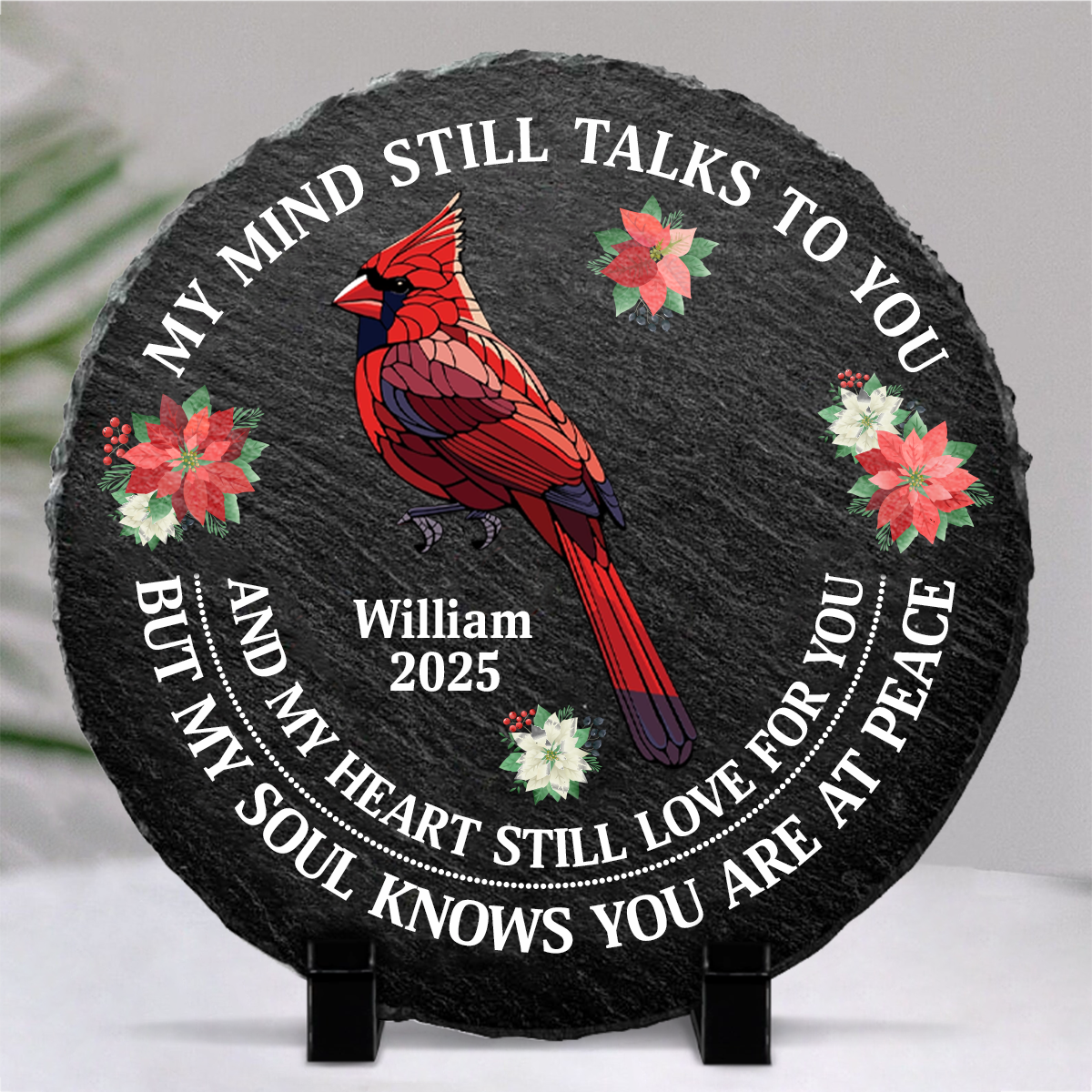Memorial My Mind Still Talks To You - Personalized Circle Memorial Garden Stone