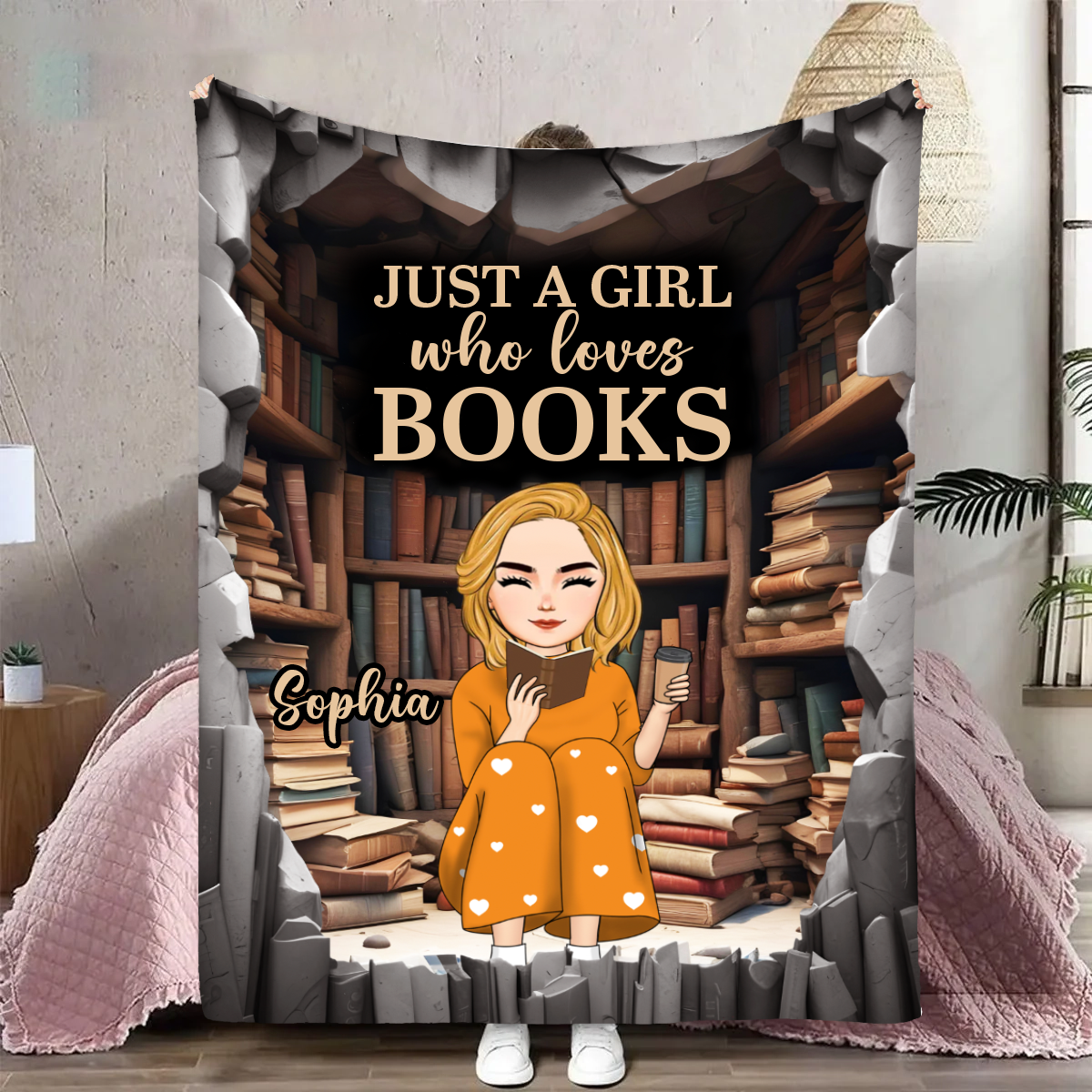 Juste une fille qui aime les livres - Couverture polaire personnalisée