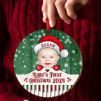 Décoration de Noël personnalisée pour bébé - Berceau en bois avec photo